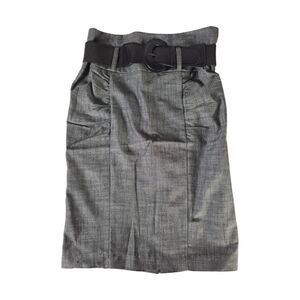 Elegant Gray Skirt with Black Details